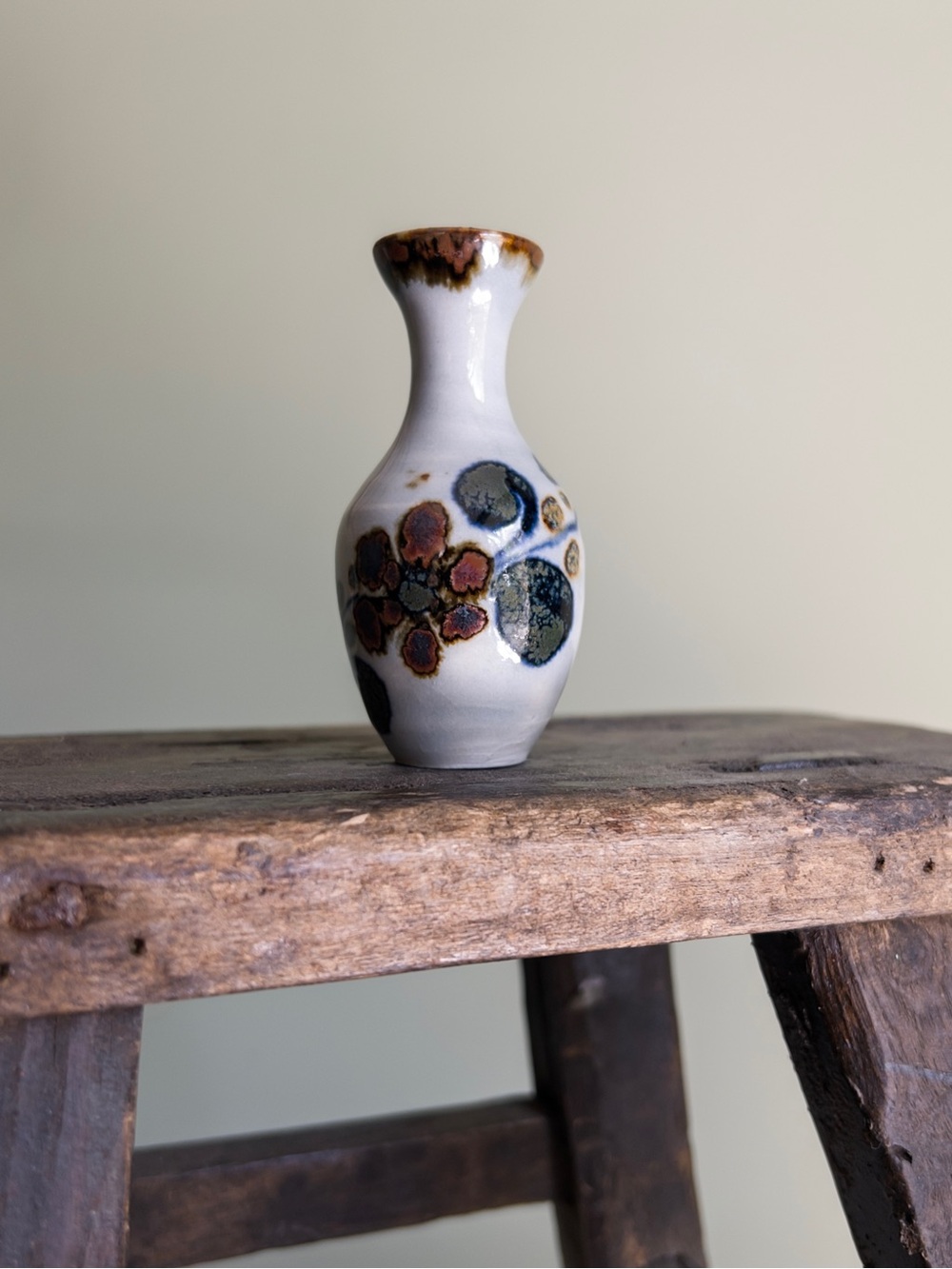 Vintage Ceramic Bud Vase, Miniature Stoneware, Southwestern Mexico Pottery